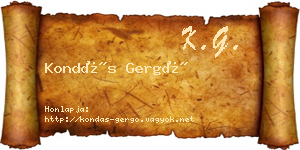 Kondás Gergő névjegykártya